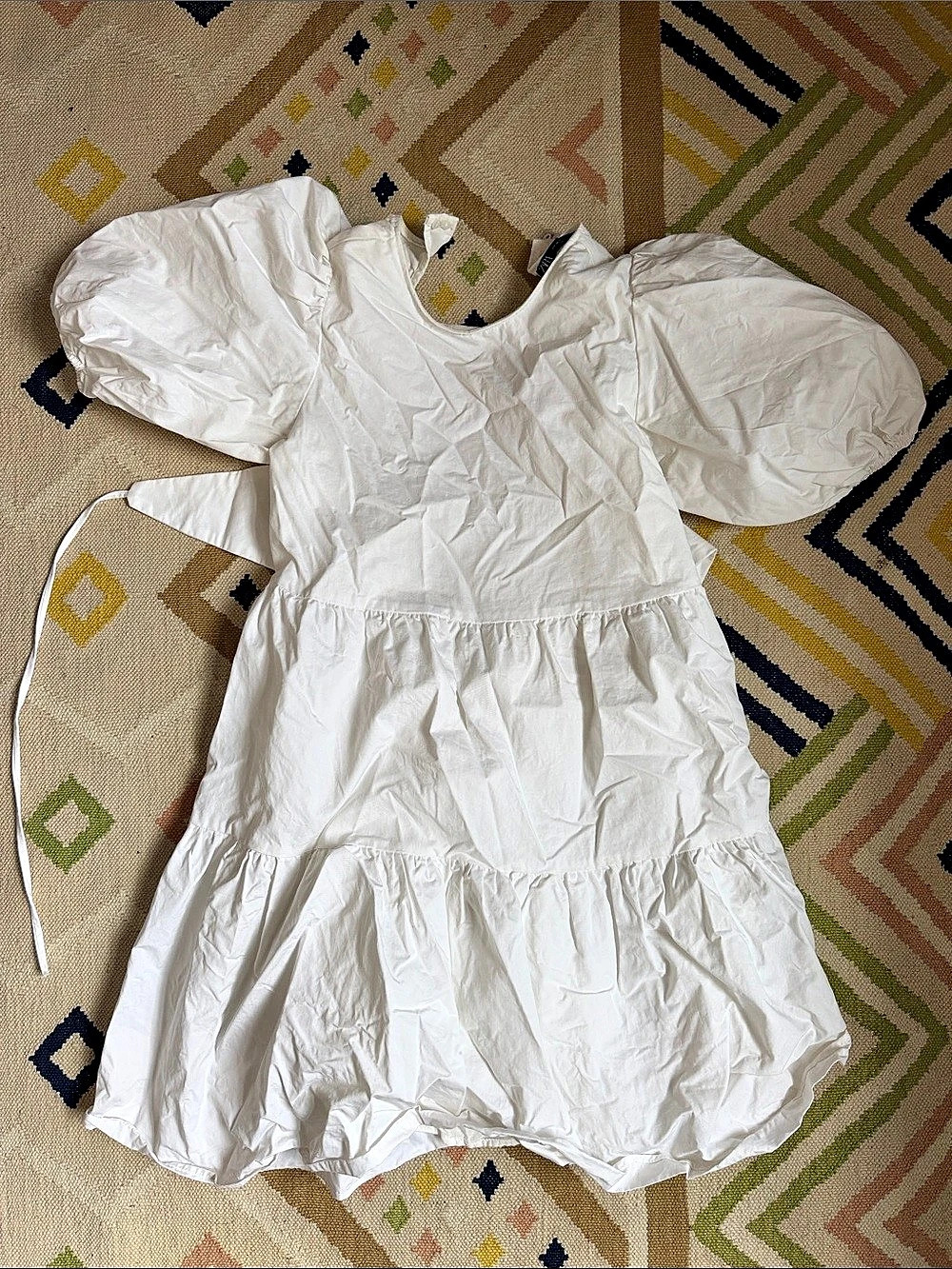 Zara White Puff Sleeve Babydoll Dress Size XS